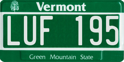 VT license plate LUF195