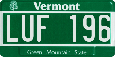 VT license plate LUF196