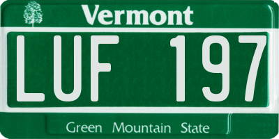 VT license plate LUF197