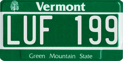 VT license plate LUF199