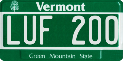 VT license plate LUF200
