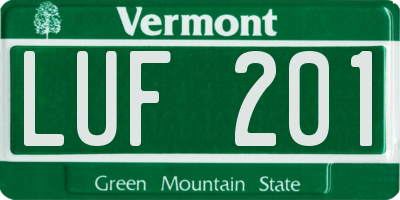 VT license plate LUF201