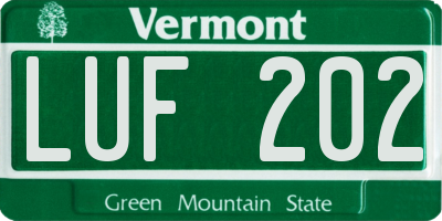 VT license plate LUF202