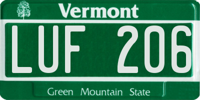 VT license plate LUF206