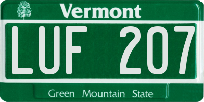 VT license plate LUF207