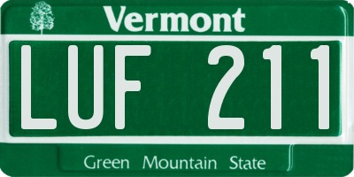VT license plate LUF211