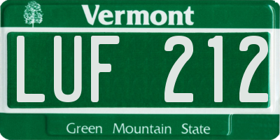VT license plate LUF212