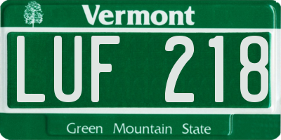VT license plate LUF218