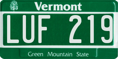 VT license plate LUF219