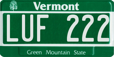 VT license plate LUF222