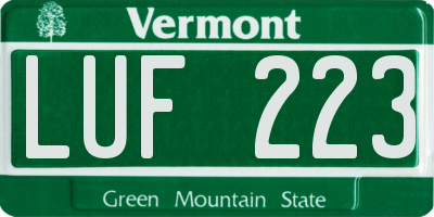 VT license plate LUF223