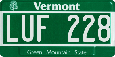 VT license plate LUF228