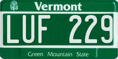 VT license plate LUF229