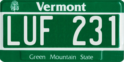 VT license plate LUF231
