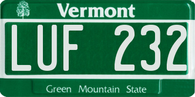 VT license plate LUF232