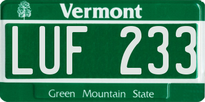 VT license plate LUF233