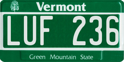 VT license plate LUF236