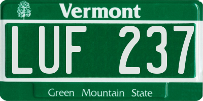 VT license plate LUF237