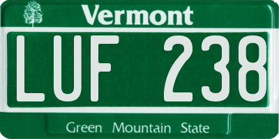 VT license plate LUF238