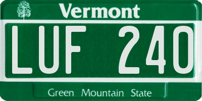 VT license plate LUF240