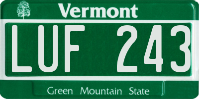 VT license plate LUF243
