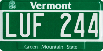 VT license plate LUF244