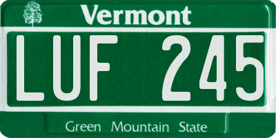 VT license plate LUF245