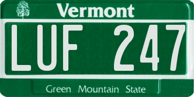 VT license plate LUF247