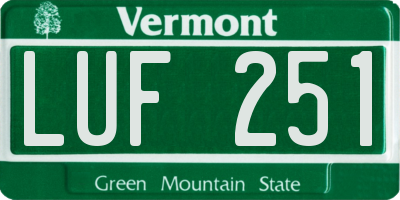 VT license plate LUF251