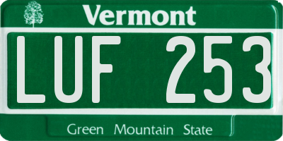 VT license plate LUF253