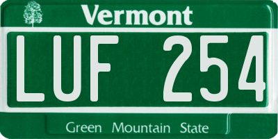 VT license plate LUF254
