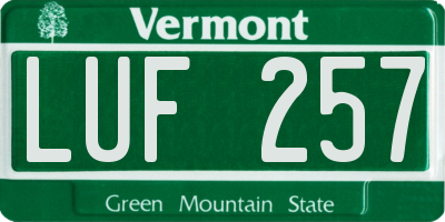 VT license plate LUF257