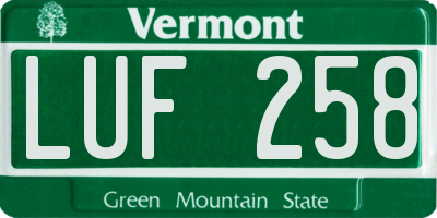 VT license plate LUF258