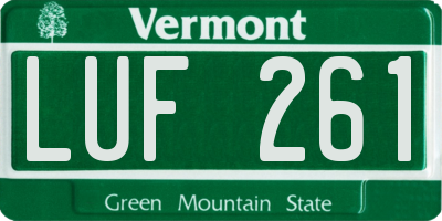 VT license plate LUF261