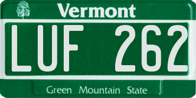 VT license plate LUF262