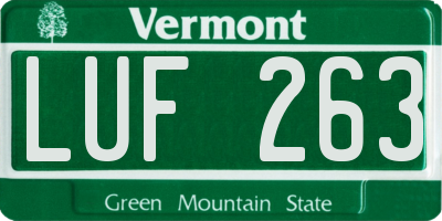 VT license plate LUF263