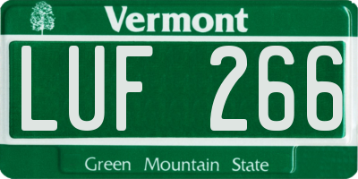 VT license plate LUF266