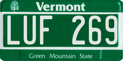 VT license plate LUF269