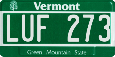 VT license plate LUF273