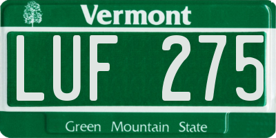VT license plate LUF275