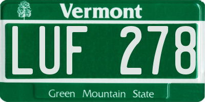 VT license plate LUF278