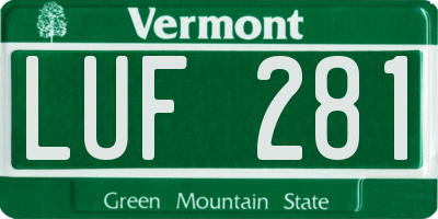 VT license plate LUF281