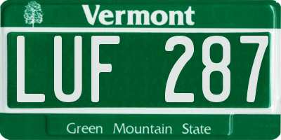 VT license plate LUF287