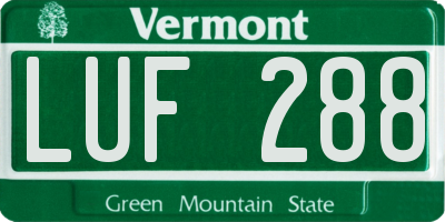 VT license plate LUF288
