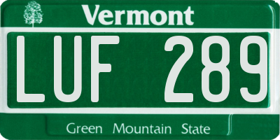 VT license plate LUF289