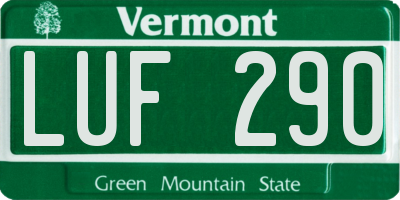 VT license plate LUF290