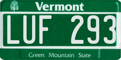 VT license plate LUF293