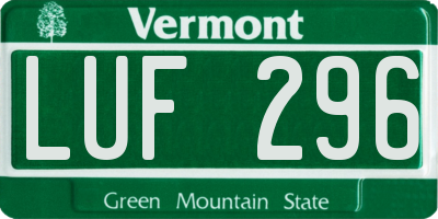VT license plate LUF296
