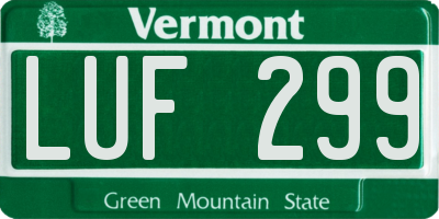 VT license plate LUF299
