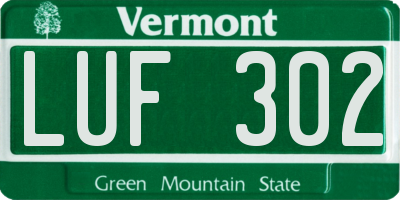 VT license plate LUF302